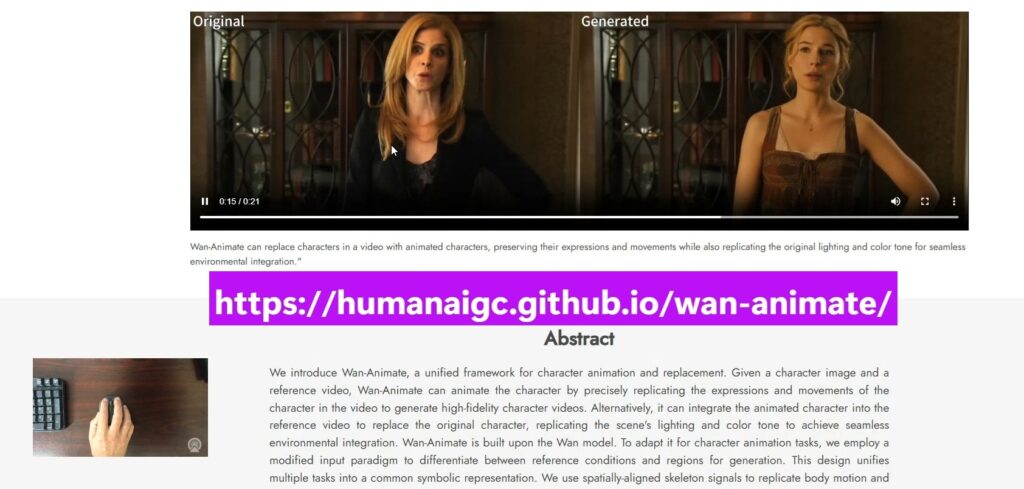 Sur le Github de Wan d'Alibaba, vous accédez au modèle d'IA, au papier de recherche qui explique son principe, et à beaucoup d'exemples en vidéos côte à côte.